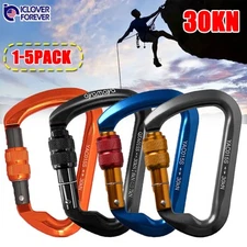 30KN Screwgate Locking Carabiner Heavy Duty Tree Rock Climbing D-Ring Clip Hook