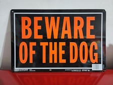 838 Beware of Dog Aluminum Sign 9.25" x 14" Orange/Black, 1 Piece