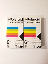 Lot of 2 Polaroid Supercolor VHS Blank Tapes T-120 Videocassette VCR New Sealed