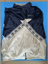 Vintage Reebok Men’s Windbreaker Lined White And Blue Jacket Size L