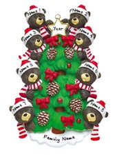 PERSONALIZED Bears In Tree - Family of 8 Christmas Ornament Keepsake Gift