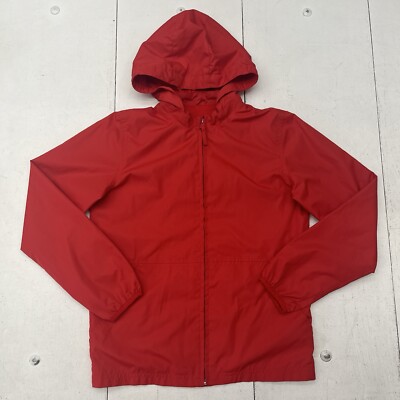 Magellan Outdoors Red Windbreaker Hooded Jacket Semi Fitted Women s Size Medium