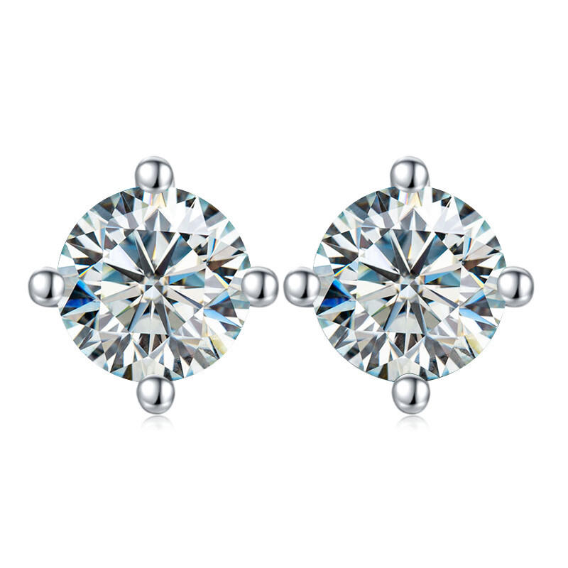 925 Sterling Silver Inlaid Moissanite Stud Earrings main image 1