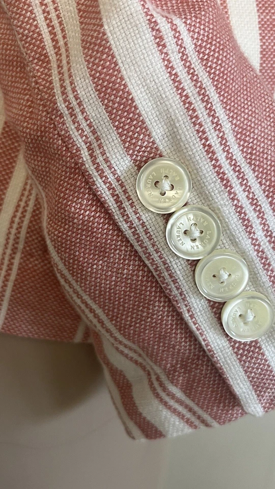 Lauren Ralph Lauren Linen Blazer Women Striped Lined Casual Size 0 petite. - Image 3 of 4