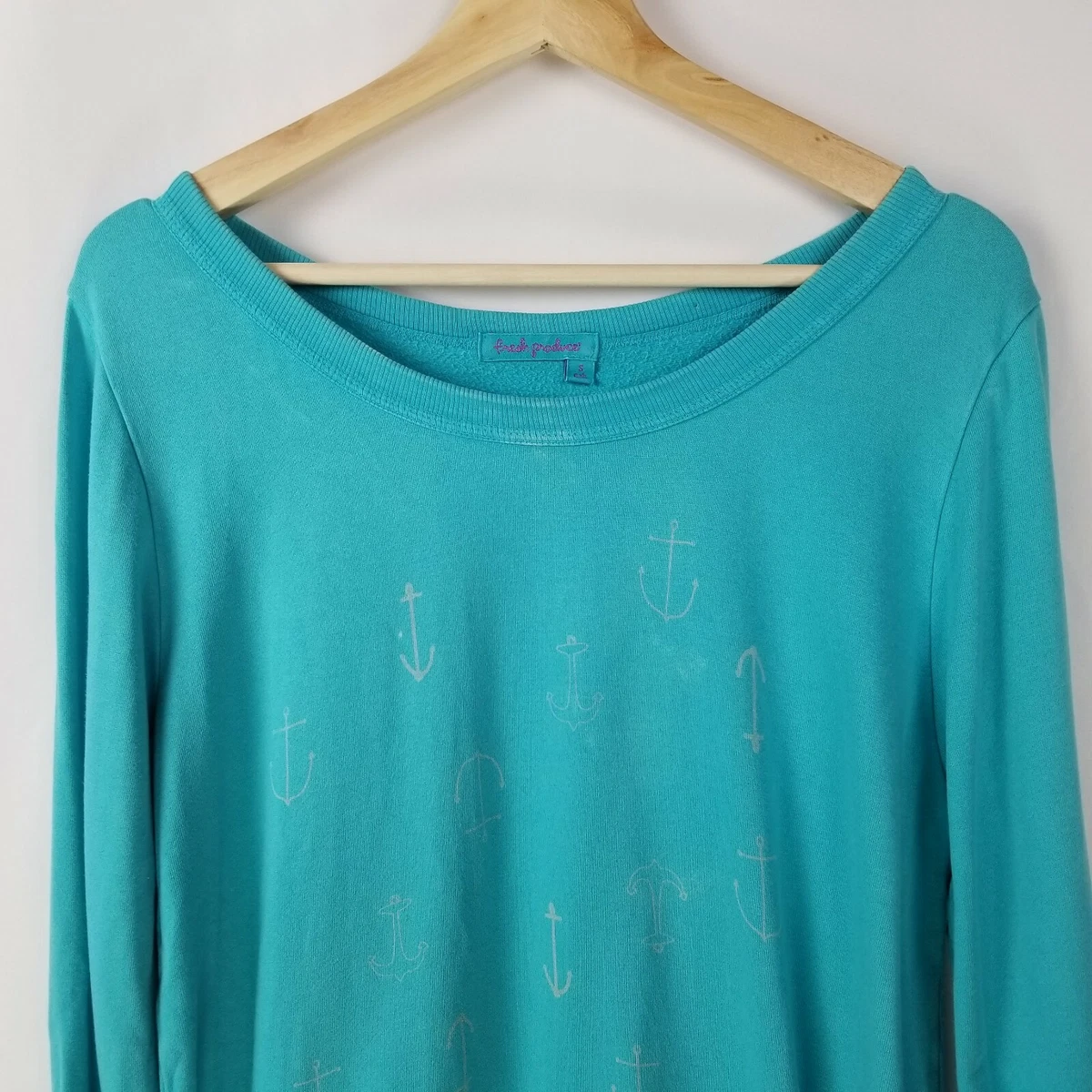 Fresh Produce Womens Shirt Size S Blue Oversize Sweatshirt Anchors Faded  Look | eBay