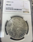1880 S $1 Morgan Silver Dollar  ~ NGC MS 63