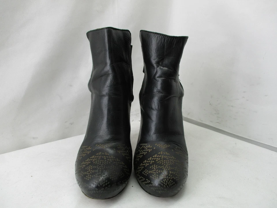 Botines Cynthia Vincent de cuero negro de tacón alto para mujer talla 8 Foto 2 de 4