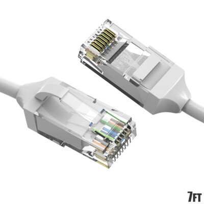 7FT CAT6 RJ45 Slim Ethernet LAN Network Patch Cable UTP Copper Wire 28AWG White
