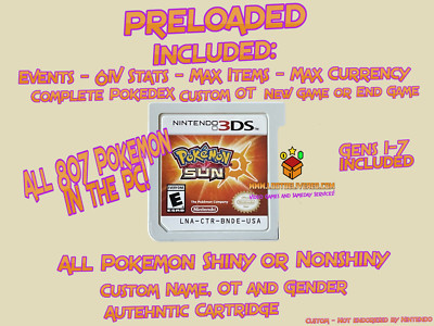 Pokemon Sun  | All 802 Shiny Pokemon + Max Items | 3DS Pokemon Home