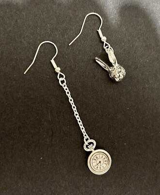 Alice weißes Kaninchen und Uhr nicht passende Ohrringe/Valentinstag Geschenke für sie