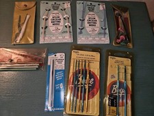 Vintage Lot Of Knitting, Crochet  Yarn Sewing Tools In Original Packages
