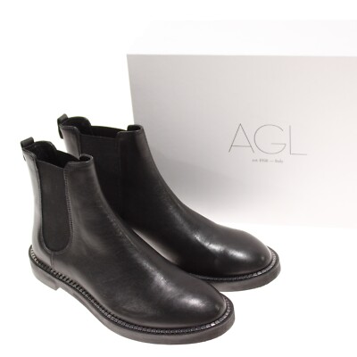 AGL NWB Beat Chelsea Boots Size 38 / 8 US In Solid Black Leather