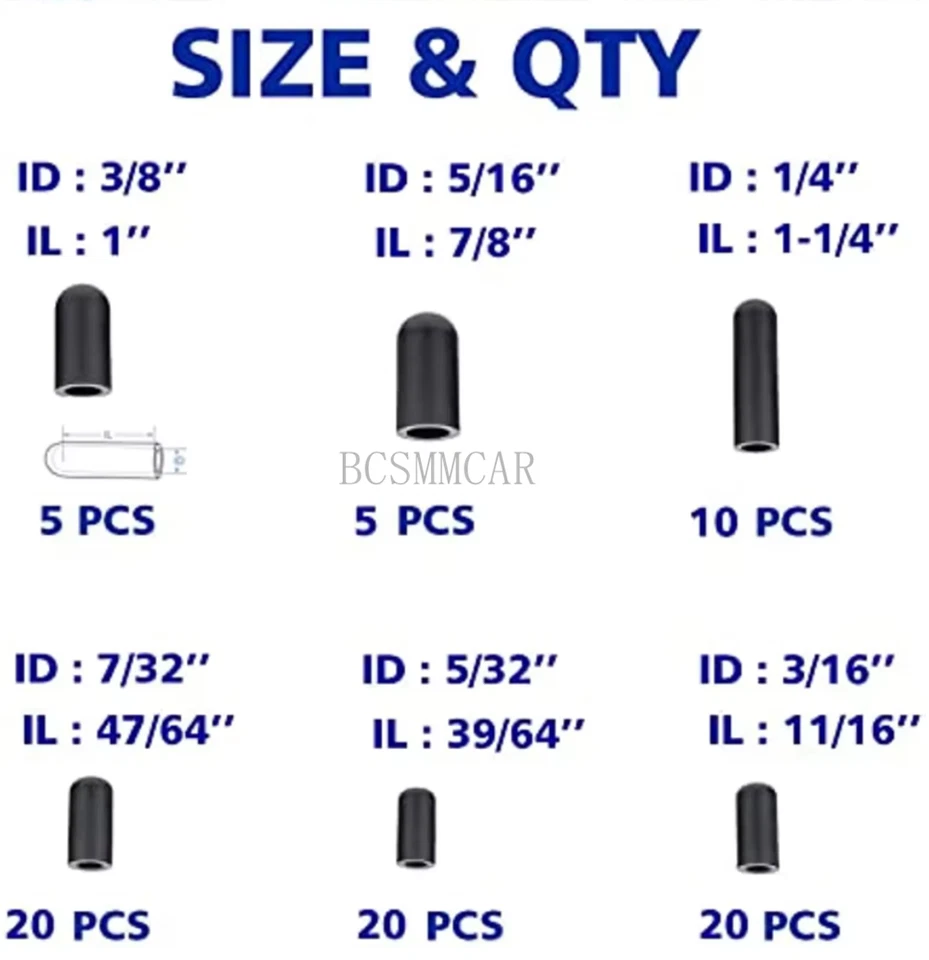 Car Buretor Vacuum Rubber Cap Assortment Kit  5/32in-3/8in Auto Repair Accessory - Image 2 of 4