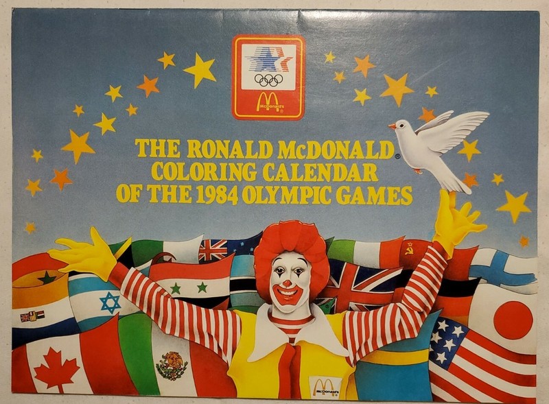 RONALD McDONALD COLORING CALENDAR OF THE 1984 OLYMPIC GAMES, UNUSED: LOS ANGELES