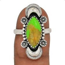 Southwest - Composite Kingman Green Mohave Turquoise 925 Silver Ring s.8 CR66982