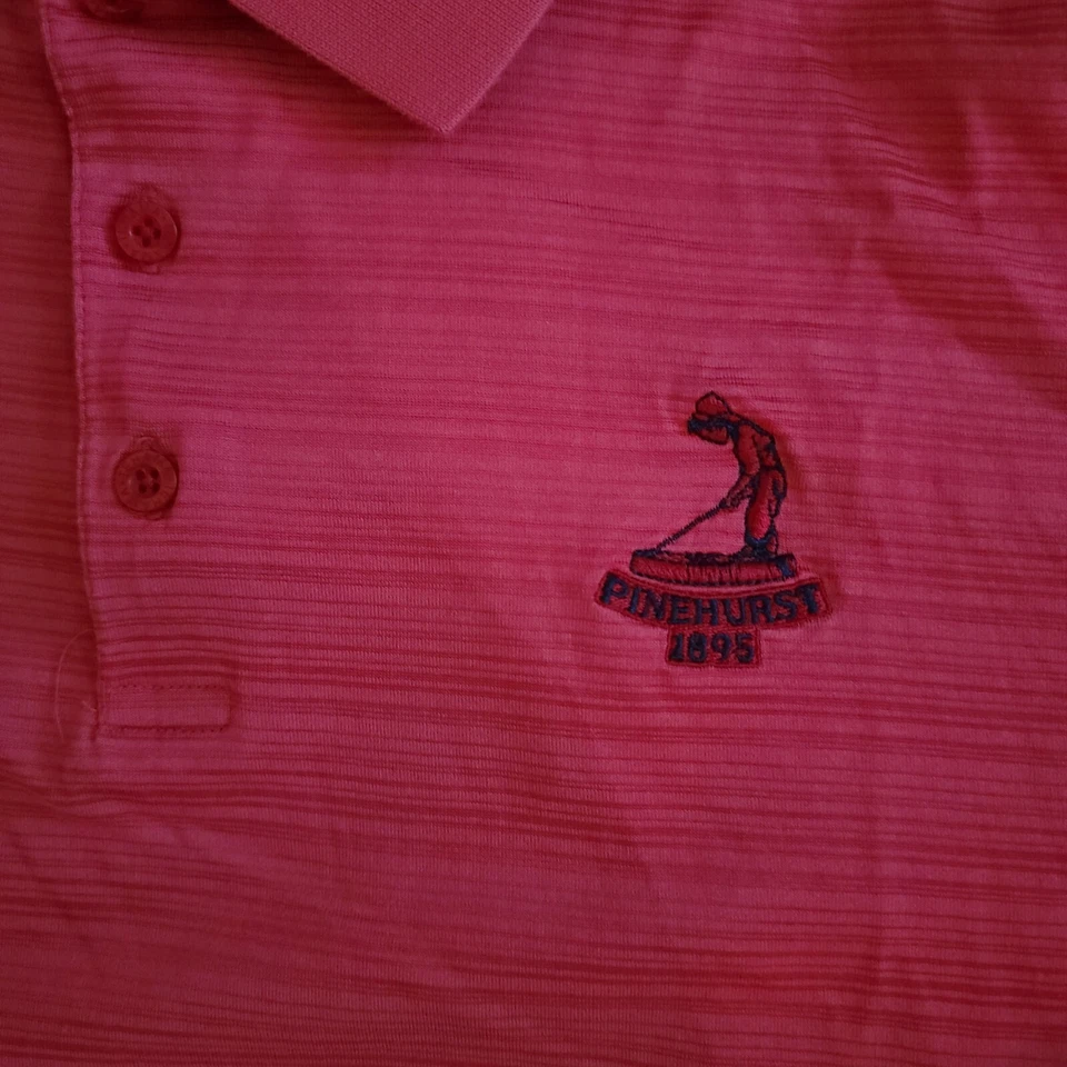 Camisa polo masculina vermelha campo de golfe Pinehurst manga curta urze taco de campo - Imagem 3 de 4