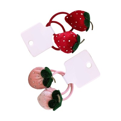Cute Strawberry Design Elastic Hair Band In Plush Plush Hair Rope for Women