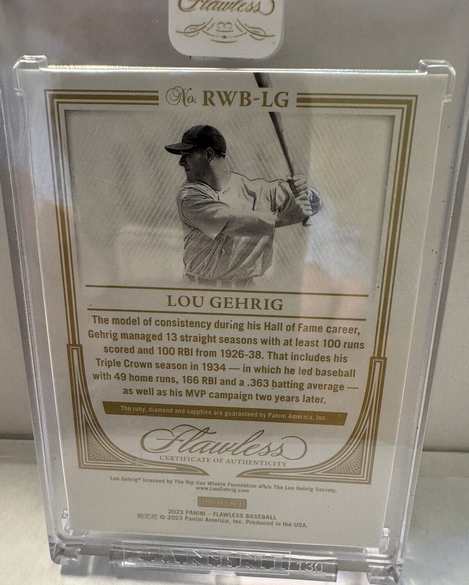 MLB Lou Gehrig 100枚限定 バットカード 2023 Panini Flawless Lou Gehrig Red/White/Blue Diamond Ruby