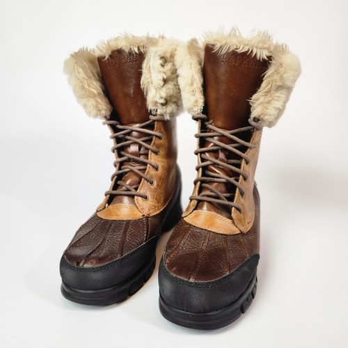 Lauren Ralph Lauren Boots Womens Sz 6B Brown Leather Lace Up Rubber Winter Boots - Picture 4 of 11