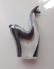 Vtg Art Deco LLAMA Figurine 20th C Sterling Silver on Glass Crystal PAPERWEIGHT 