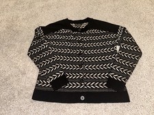 Pendleton Merino Wool Cardigan Black Geometric Sweater M