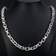 9mm 18-36&quot; Silver CABLE Necklace Stainless Steel Chain OT Toggle Customize Size