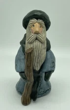 Handmade Vintage Clay Figure St Nicholas Russia Christmas Signed Santa 5.5”