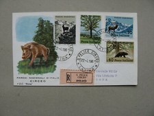 ITALY, R-cover FDC 1967, Nat. parks bear deer capricorne