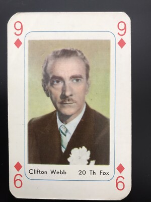1950er Maple Leaf niederländischer Filmstar Spielkarte - 9 Diamanten ~ Clifton Webb