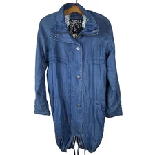 Anthropologie My Anorak  Jacket Chambray Snap Front Full Zip Blue Size XS NEW