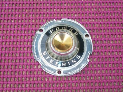 1955 Chrysler Windsor 56 Crown Imperial NOS MoPar ''POWER STEERING'' HORN ORNAMENT