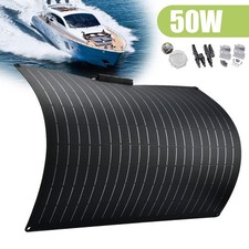 50W Flexible Full Black Solar Panel Kit 12V for Caravan RV Boat Camper Van Shed