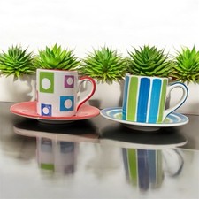 Whitard of Chelsea Espresso Coffe Mugs and Saucers x 2 VGC
