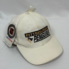 Vintage Pittsburgh Penguins NHL Logo Athletic Hat Cap White OSFA NWT