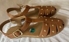 New Ladies Report Brand Brown / Tan Sandals With Gold Studs Size 7.5 ￼ — photo 2