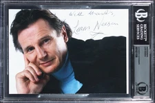 Liam Neeson Schindler's List "With Thanks" Authentic Signed 5x7 Photo BAS Slab