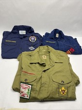 Lot Of Adult Youth Boy Scouts Button Up Uniform Shirts W/ Patches Vintage