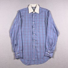 Vtg Turnbull Asser Dress Shirt Mens 15.5 - 39 100 Silk Check Made in England