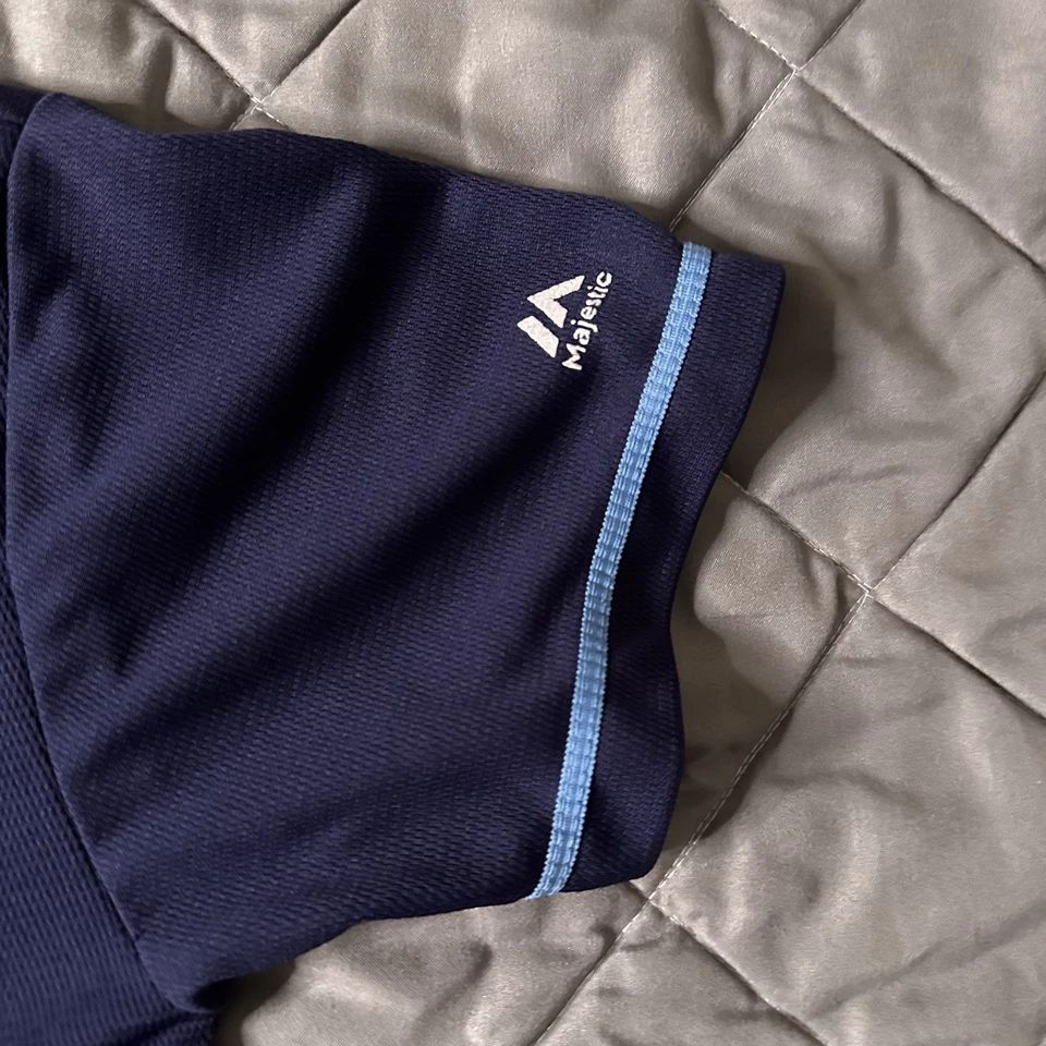 Majestic Tampa Bay Devil Rays Jersey Boys Large Blue Evan Longoria MLB Baseball - Image 4 of 4