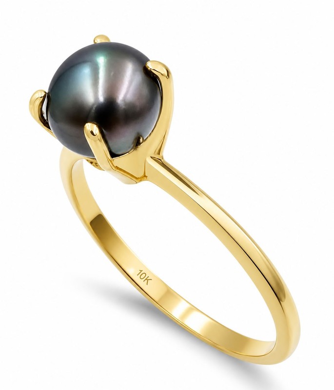 GENUINE 6 mm TAHITIAN PEARL RING SOLID 10K GOLD - Free Appraisal Service - NWT