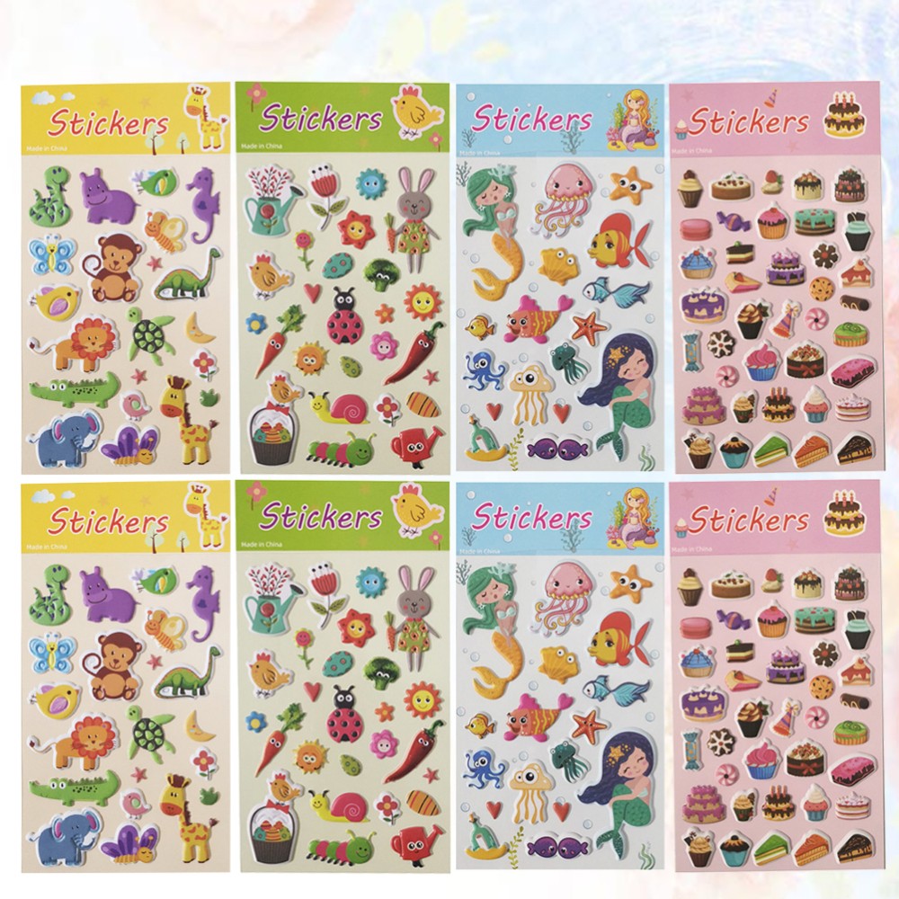 8 Sheets Bubble Stickers Child for Toddlers Kits Kids Cartoon 3D