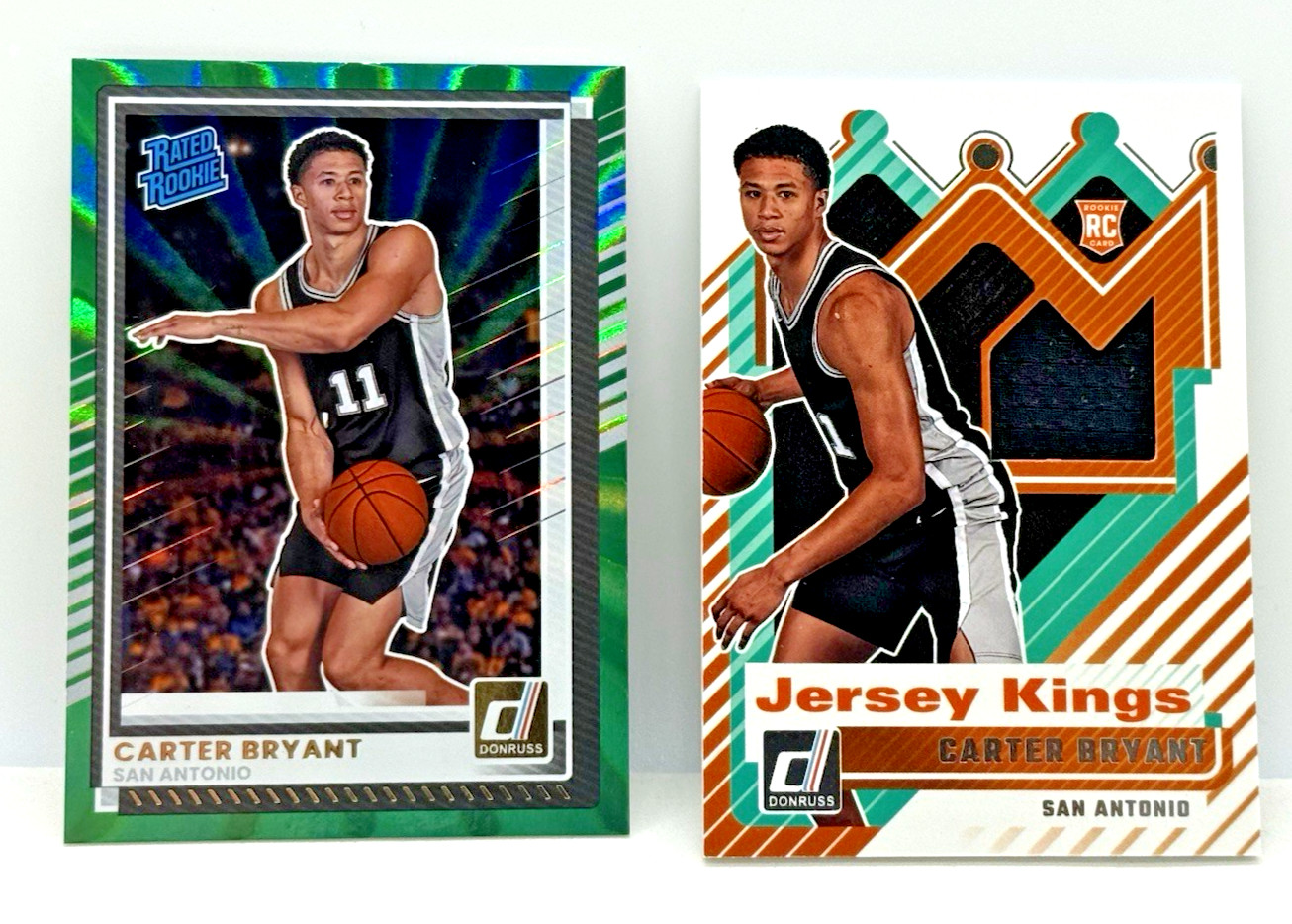 Carter Bryant 2025-26 Donruss GREEN LASER ROOKIE + Jersey Kings Patch RC #jk-cbs