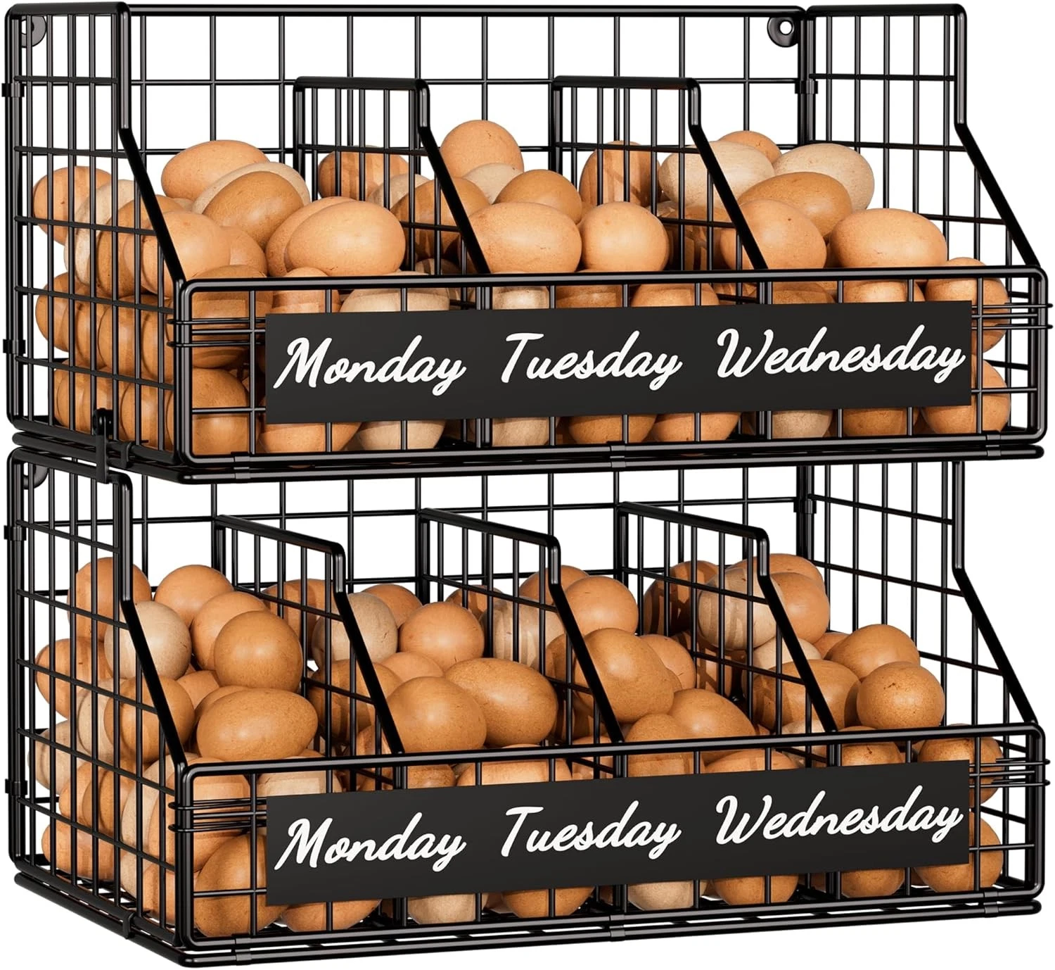 Egg Holder Countertop W/ 5 Dividers & Labels 2 Tier Stackable Chicken Egg
Opens in a new window or t