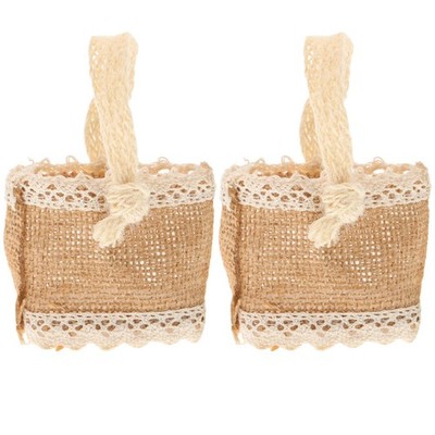 2 Pcs Einkaufstasche Aus Leinen Hochzeitskorb Dekorativer Für Zu Hause