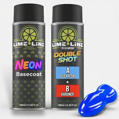 LiME LiNE Automotive Neon Blue Basecoat Spray Paint + 2K Double Shot Clearcoat
