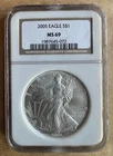 2005 1 oz American SILVER Eagle NGC MS69
