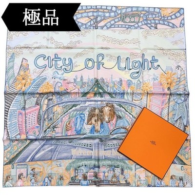 Hermes Carre 90 Silk Scarf City of Light Multicolor with Tag Authentic Japan