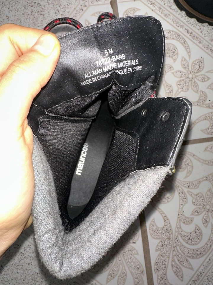 Botas de combate de cuero sintético negras con cordones tacón cuña para mujer talla 9 Foto 2 de 4