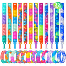 12 Pack Pop Bracelet Poppers Fidget Toys Bulk ,Sensory Toys for Its ADHD Stress