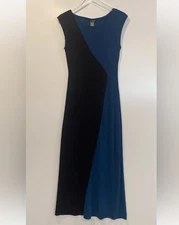 Bisou Bisou Black Teal Maxi Shift Dress Womens Size 4